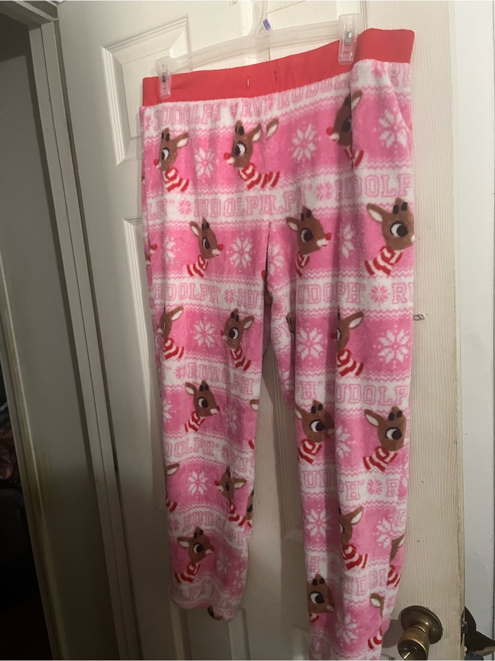Women’s Pink Rudolph Fleece Pajama Pants